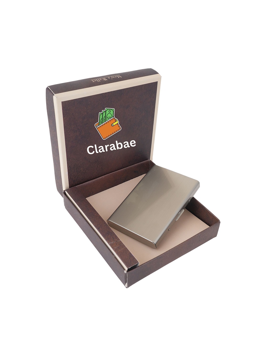 

CLARABAE Men PU Two Fold Wallet, Silver