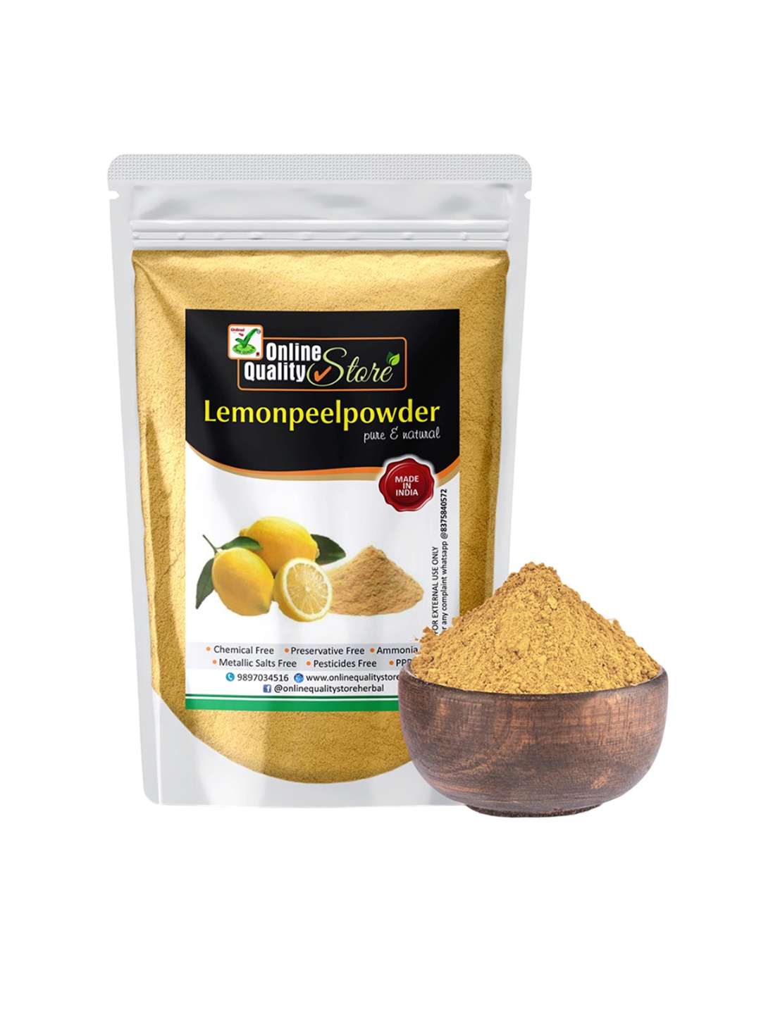 

Online Quality Store Pure And Natural Lemon peel Powder - 250 g, Yellow
