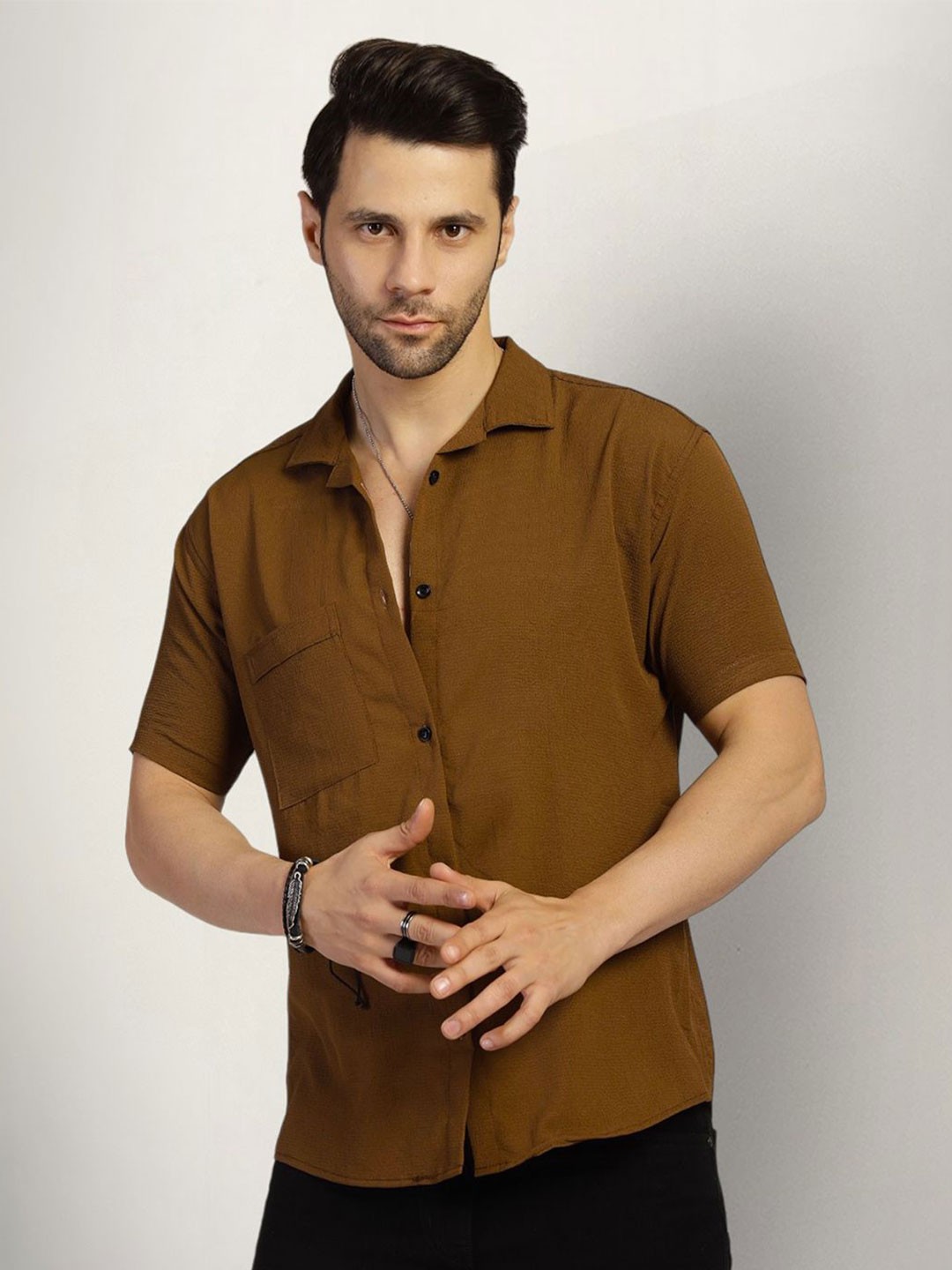 

SZN Men Original Opaque Casual Shirt, Brown