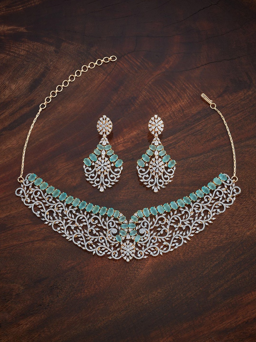 

Kushal's Fashion Jewellery Gold-Plated Cubic Zirconia Stone-Studded Jewellery Set