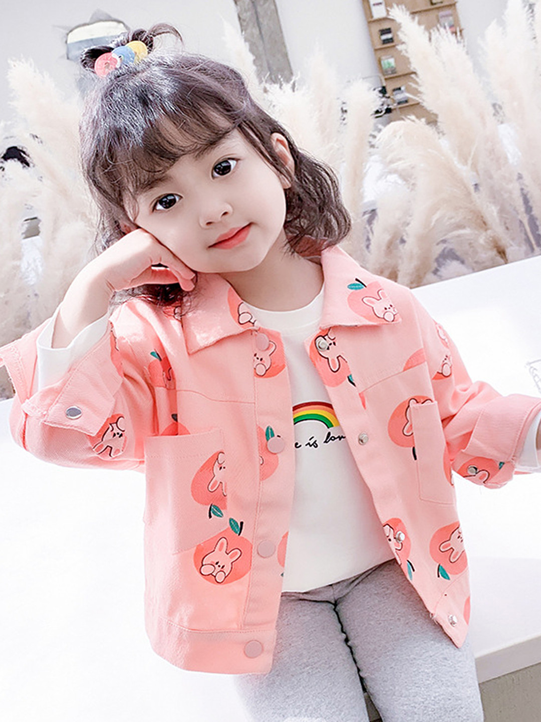 

LULU & SKY Girls Floral without Crop Tailored Jacket with Embroidered, Pink