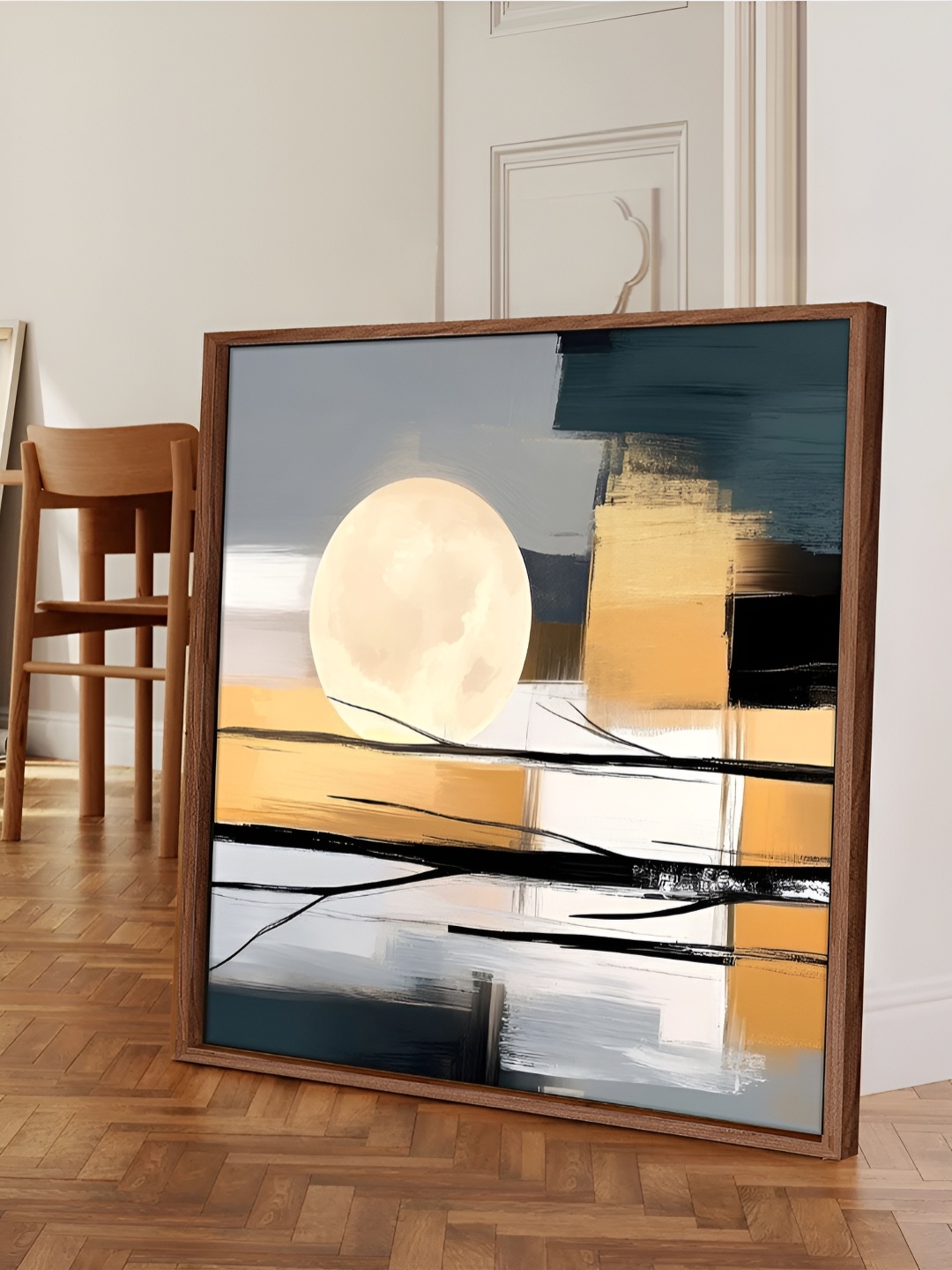 

Myntra Elegant Homes Gold-Toned & Beige Abstract Canvas Wall Art