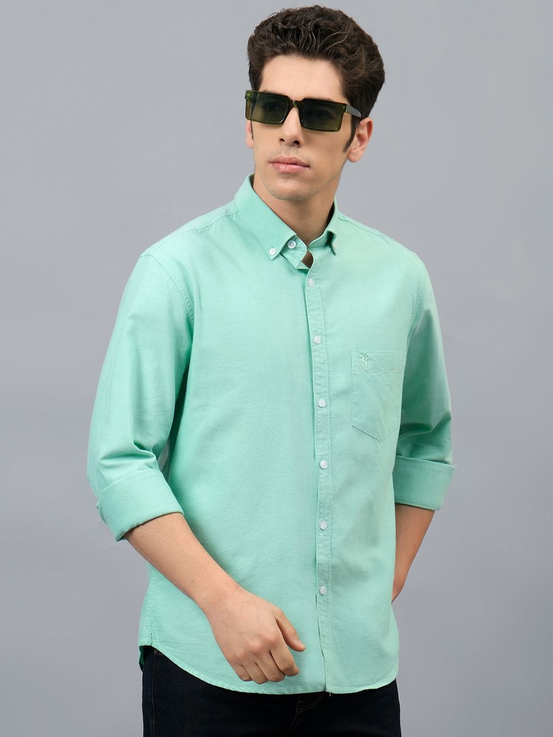 

Cantabil Men Original Slim Fit Opaque Casual Shirt, Green