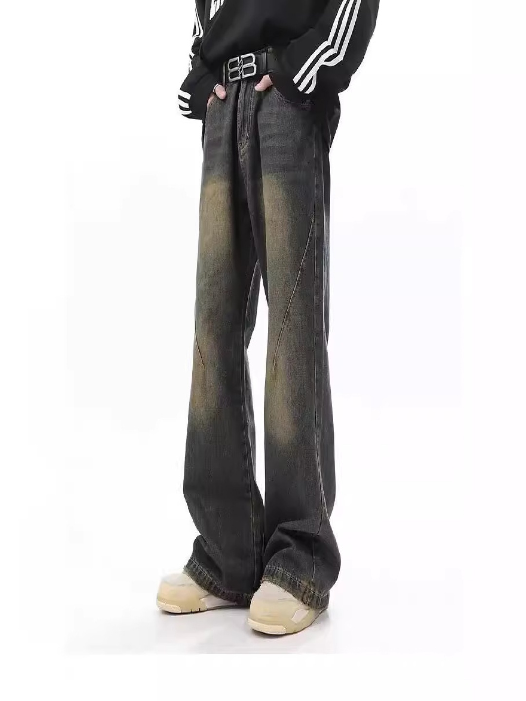 

StyleCast Men Flared Light Fade Jeans, Black