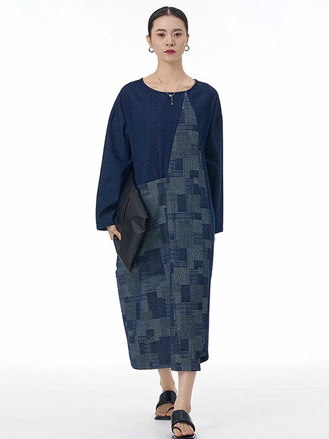 

JC Collection Print A-Line Midi Dress, Blue