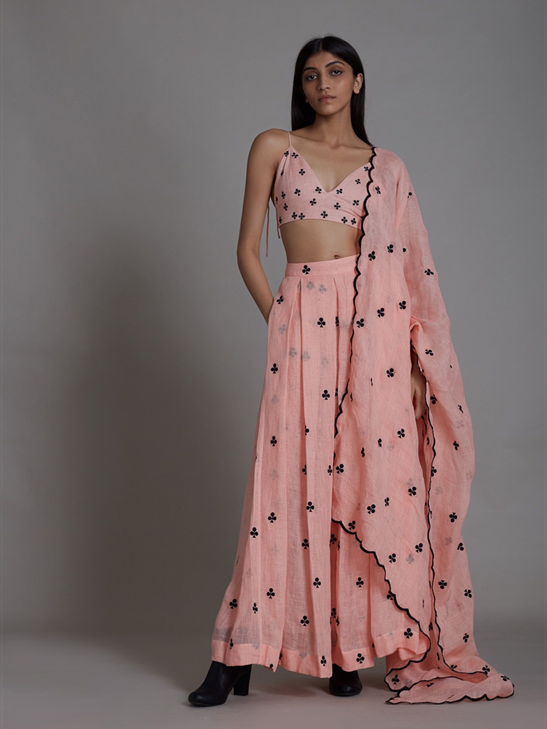 

MATI Printed Ready to Wear Lehenga & Blouse With Dupatta, Pink