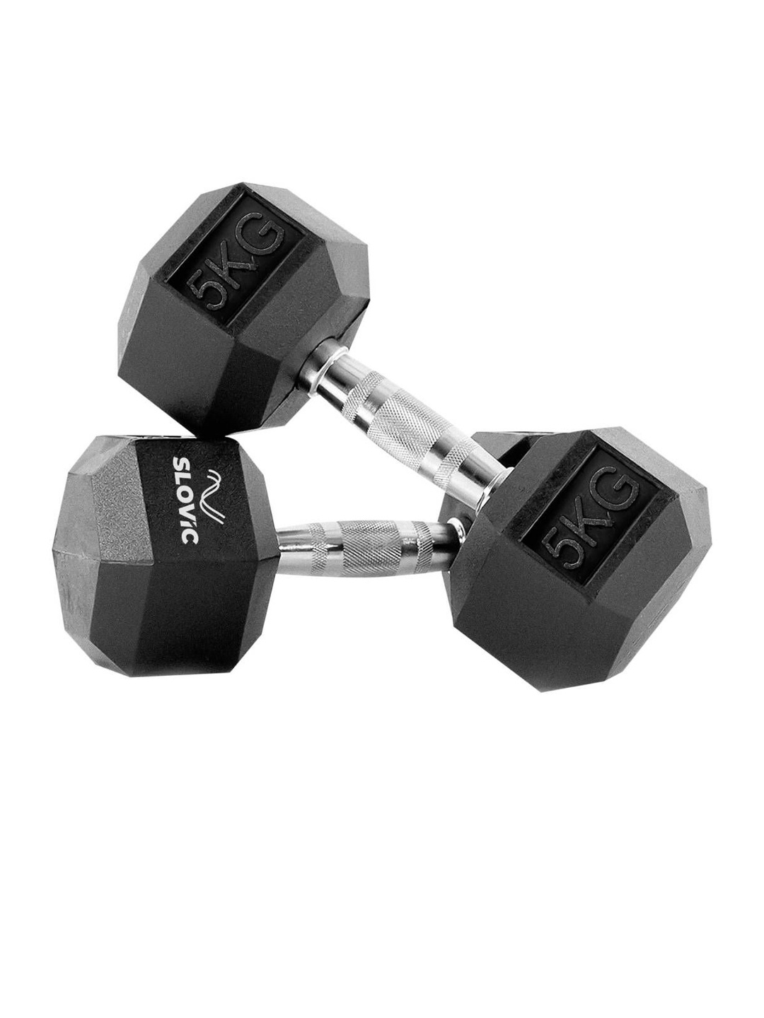 

SLOVIC 2 Pcs Hexagon Fixed Weight Dumbbell - 5 Kg Each, Black