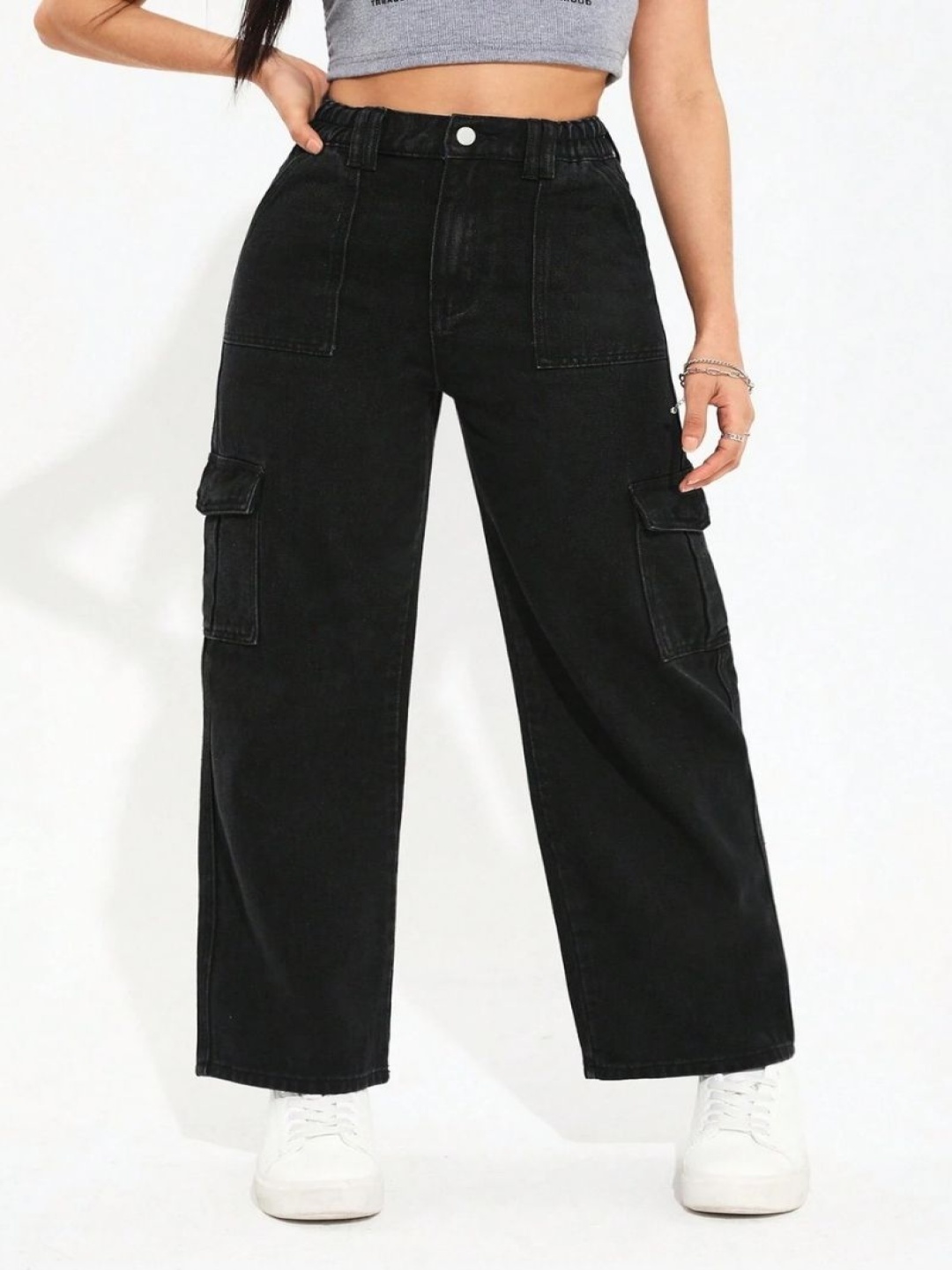 

NUCOUTHS Women Comfort High-Rise Stretchable Jeans, Black
