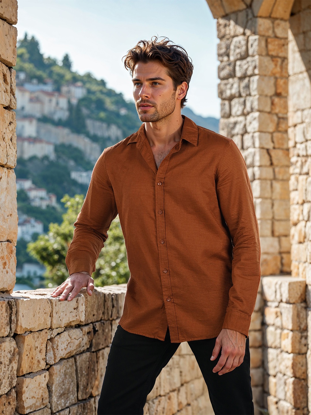 

Celio Men Classic Opaque Casual Shirt, Brown