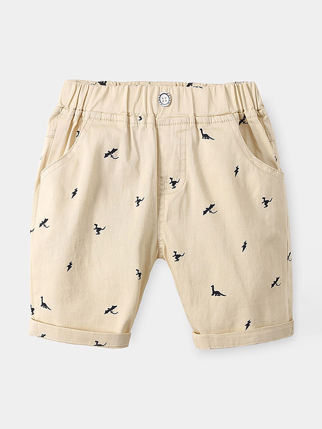 

LULU & SKY Boys Conversational Printed High-Rise Shorts, Khaki