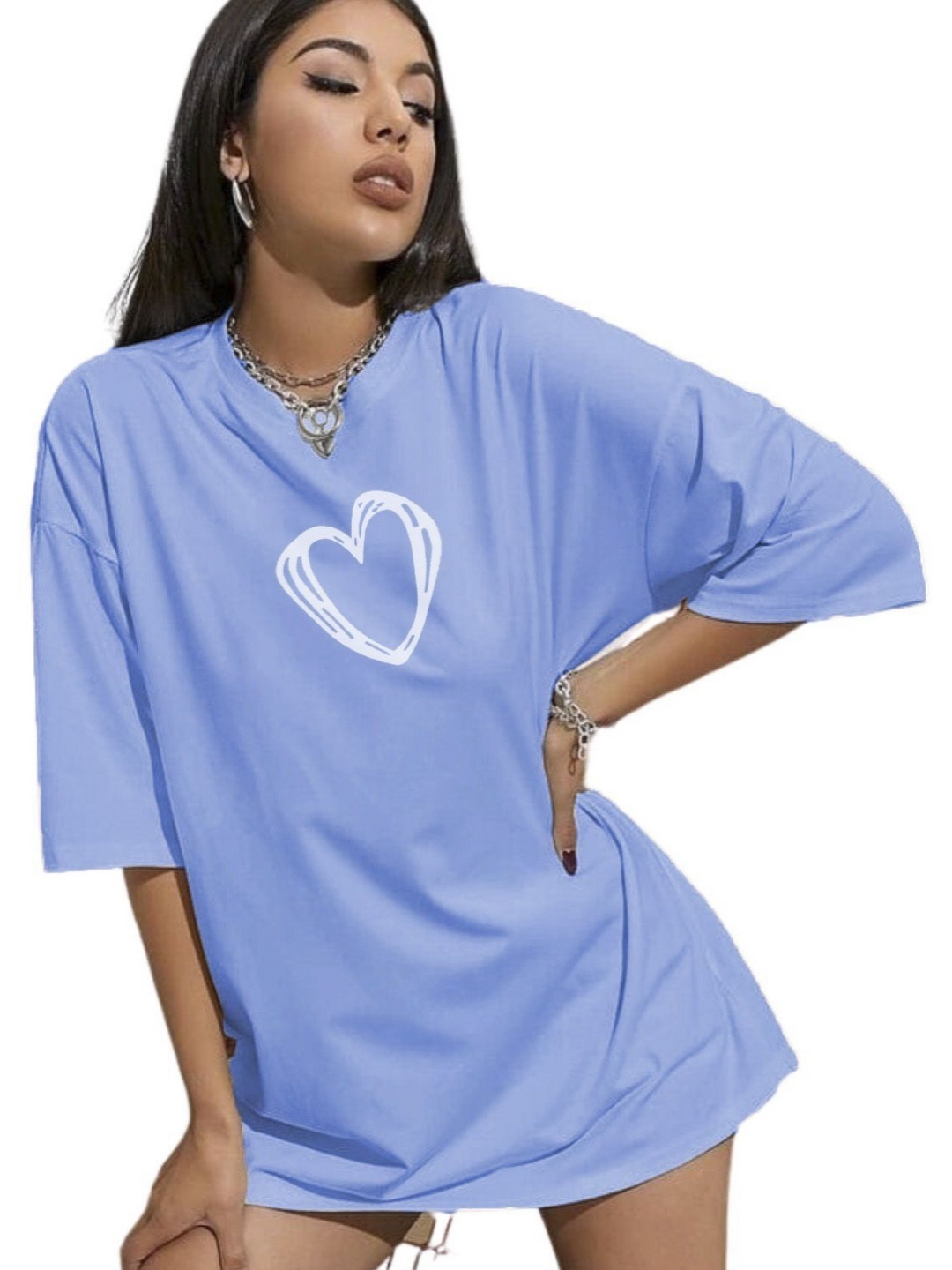 

SZN Women Printed Drop-Shoulder Sleeves Pockets T-shirt, Blue