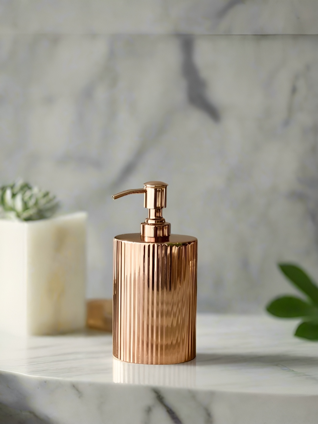 

Mason Home Rose Gold Striped Stainless Steel Soap Dispenser