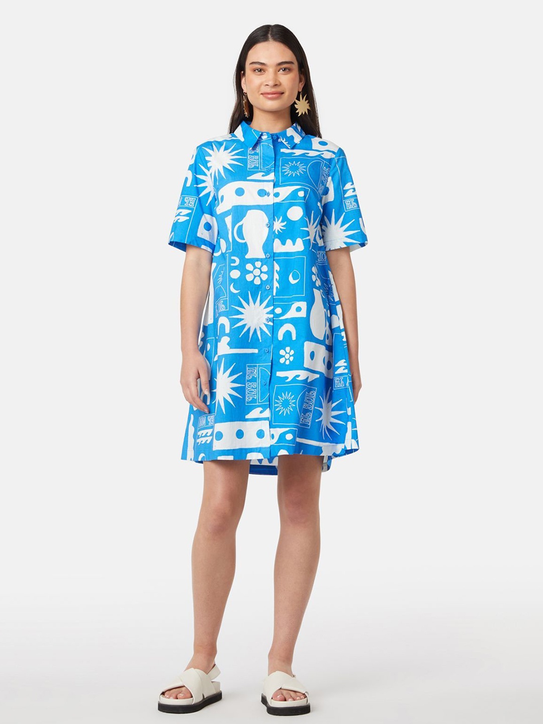 

Attire Empire Women Premium Opaque Printed Casual Shirt, Turquoise blue