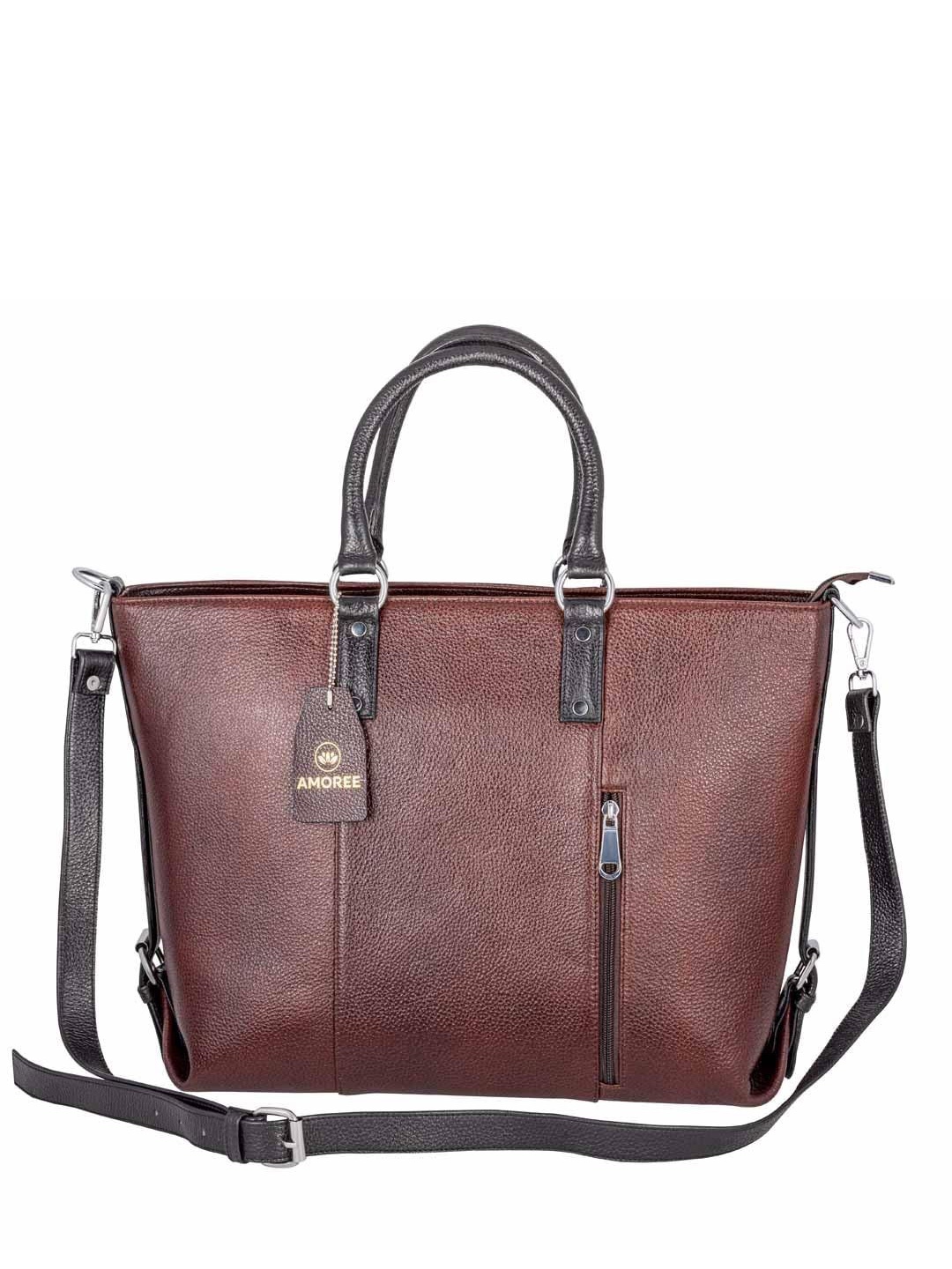 

AMOREE Leather Shoulder Bag, Brown