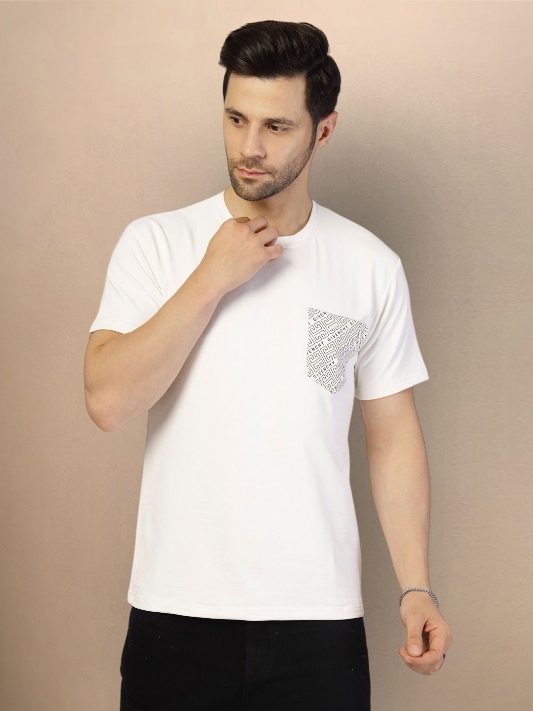 

Moda Rapido Men Monochrome T-shirt, White