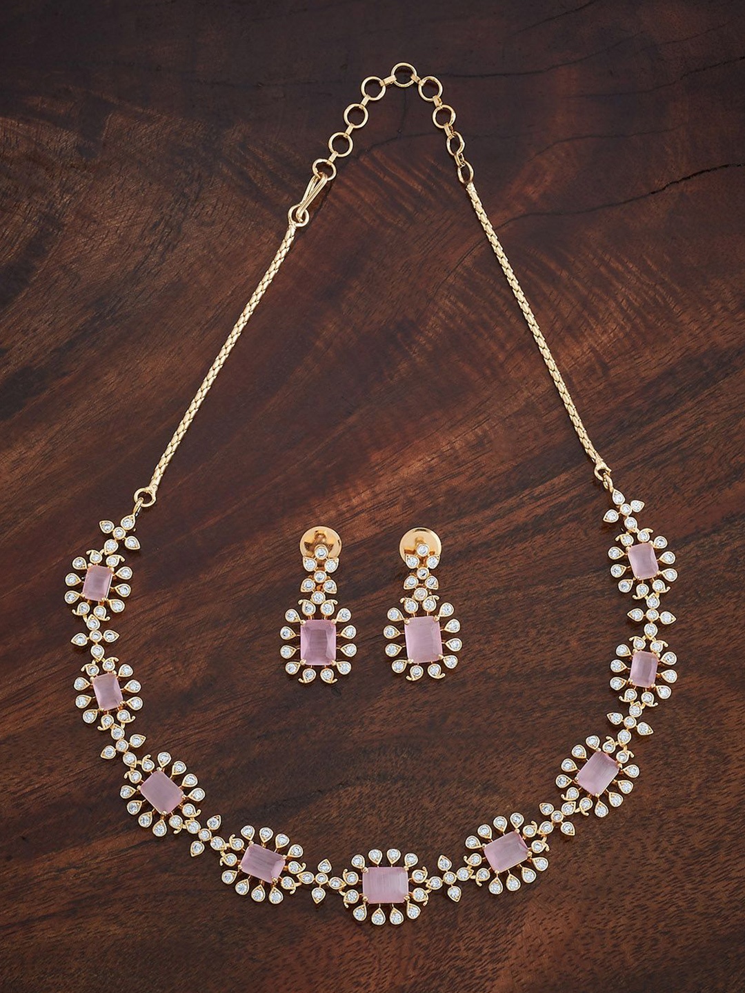 

Kushal's Fashion Jewellery Gold-Plated Cubic Zirconia Stone-Studded Jewellery Set
