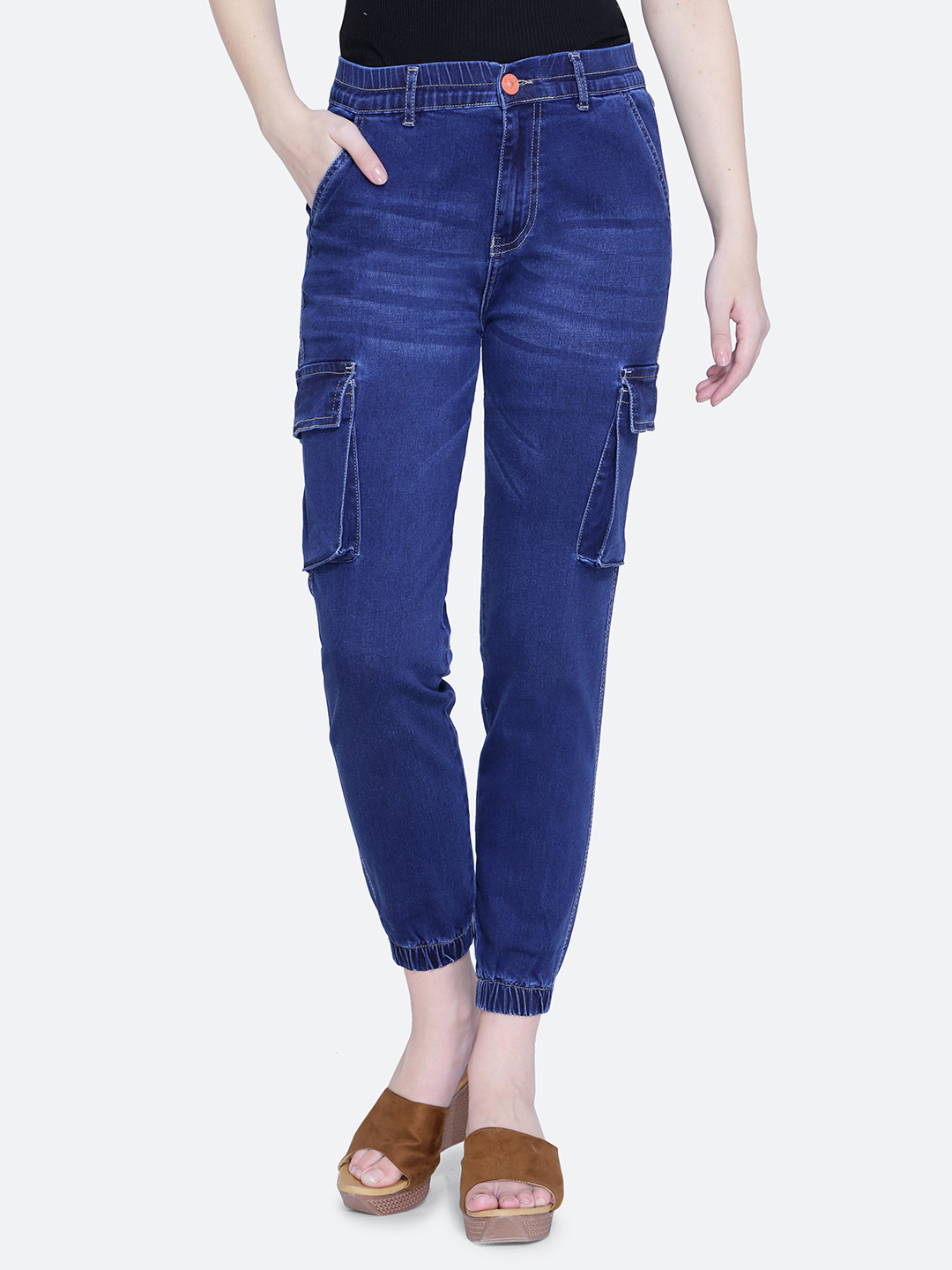 

FCK-3 Women Jogger High-Rise Light Fade Stretchable Jeans, Blue