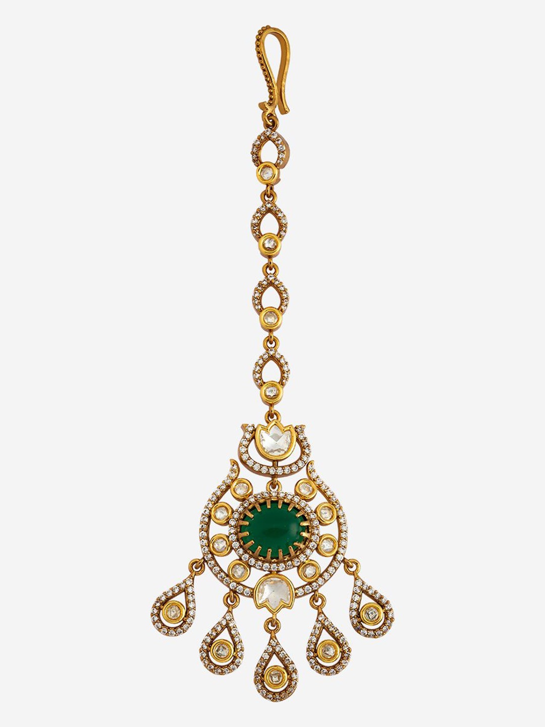 

Kushal's Fashion Jewellery Gold-Plated Kundan Studded Maang Tikka Head Jewellery