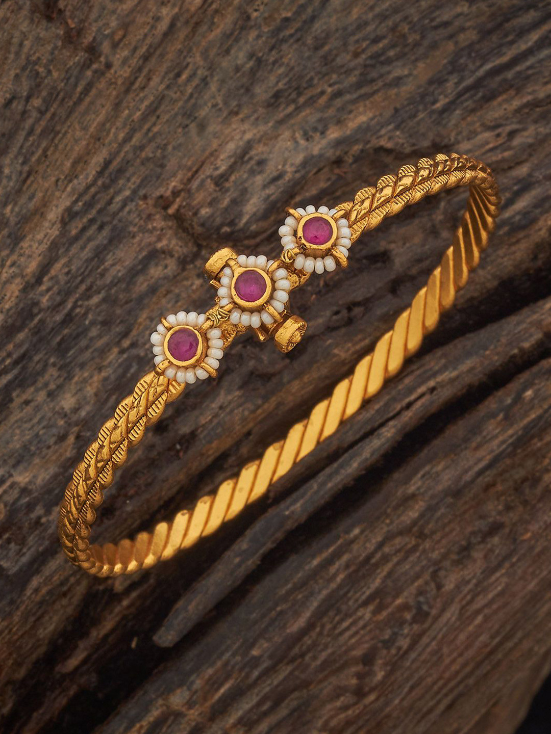

Kushal's Fashion Jewellery Gold-Plated Antique Bangle