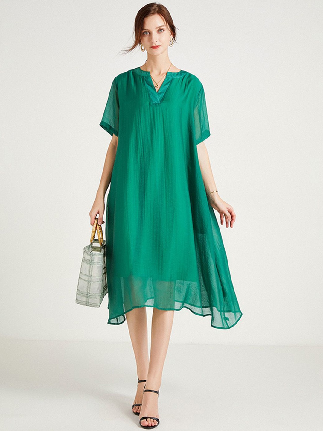 

JC Collection A-Line Midi Dress, Green