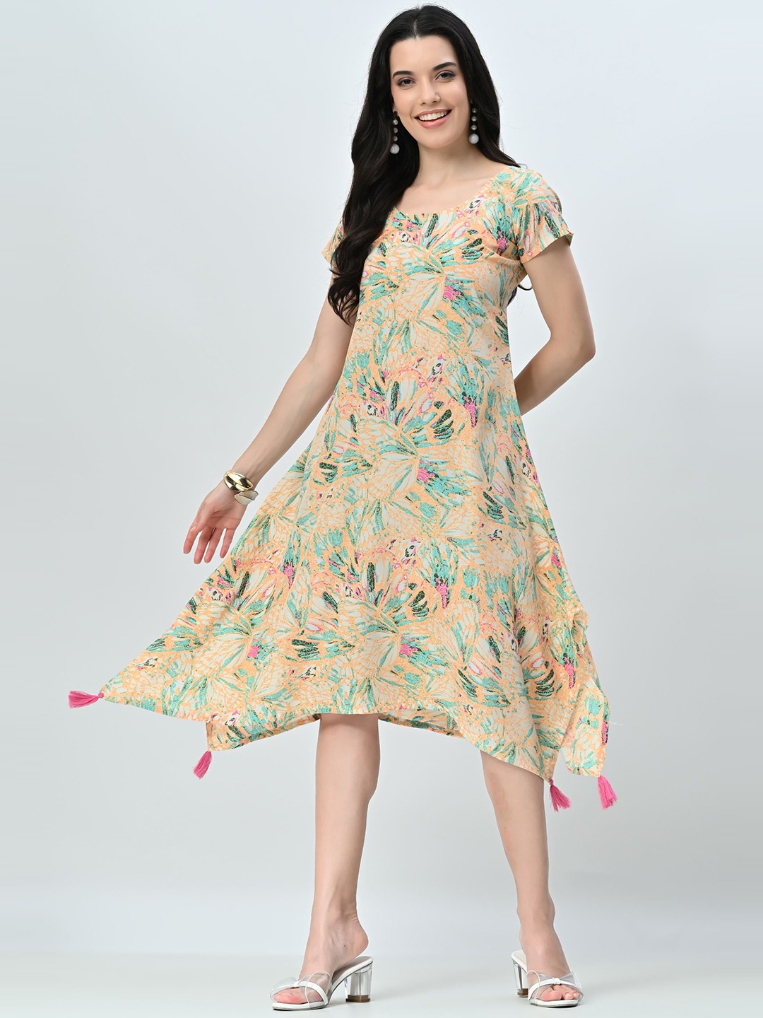 

AMBI Floral Print A-Line Midi Dress, Multi