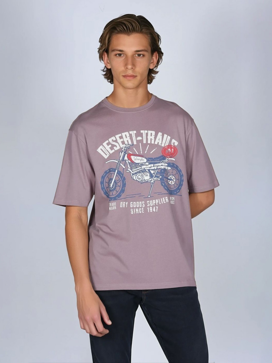 

Wrangler Men Printed Pure Cotton T-shirt, Purple