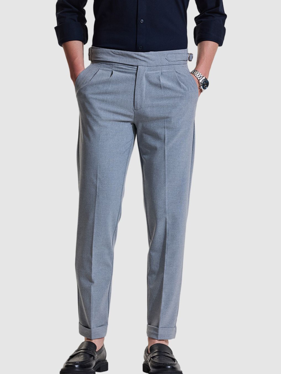 

Snitch Men Classic Snitch Grey Regular Fit LUXE Trousers