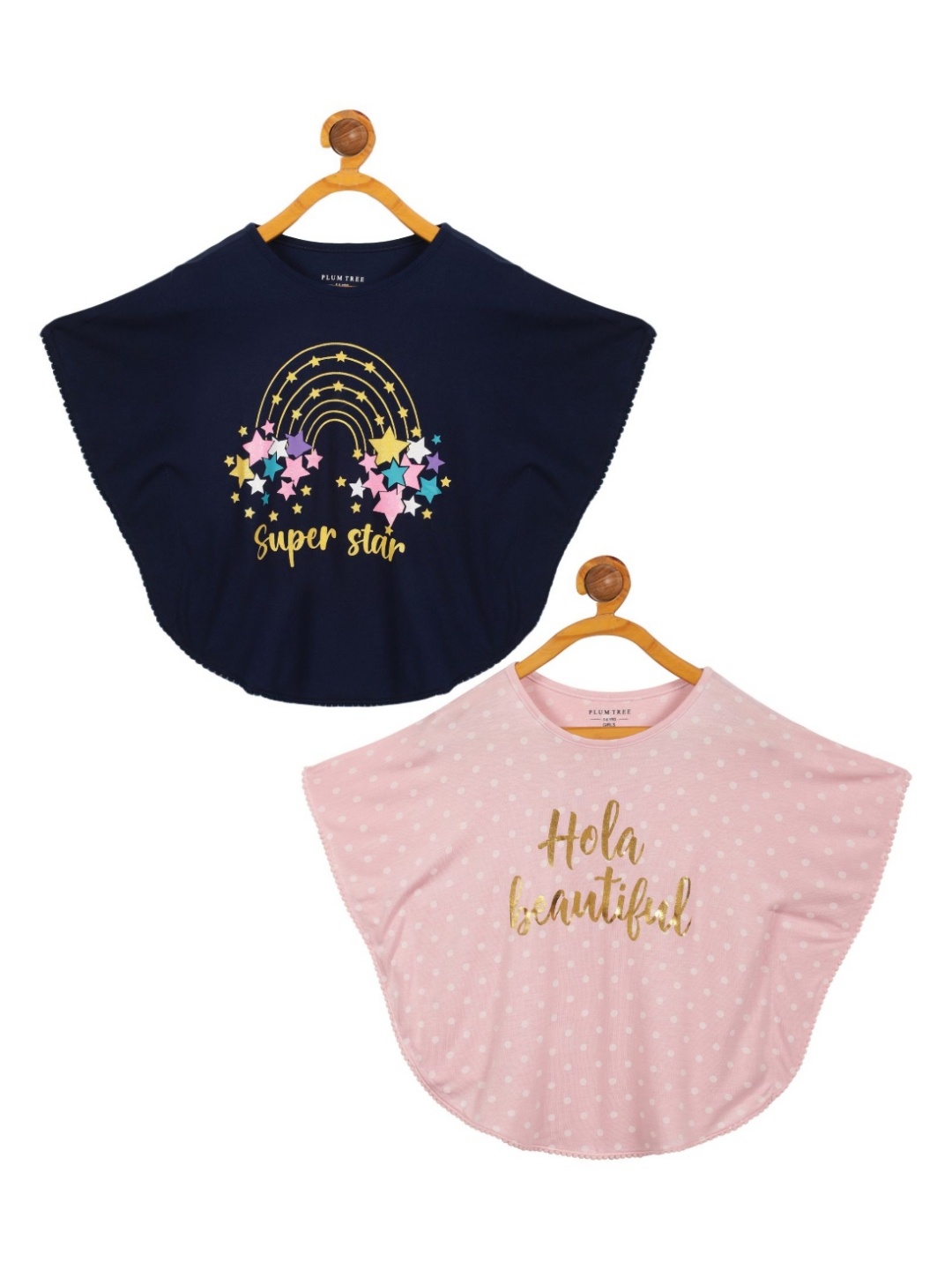 

PLUM TREE Girls Typography 2 Printed Extended Sleeves T-shirt, Pink