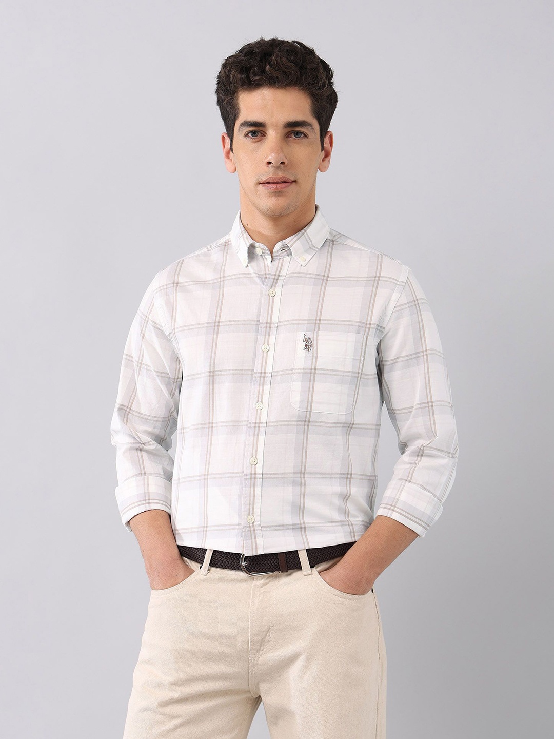 

U.S. Polo Assn. Denim Co. Men Classic Opaque Checked Casual Shirt, Green