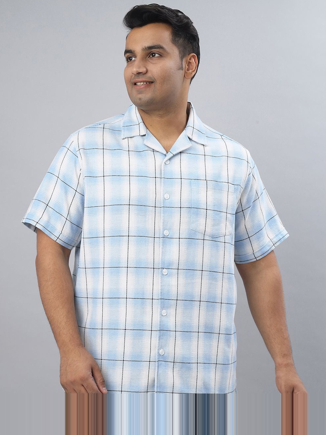 

NEON CHILLIE Men Windowpane Checks Opaque Checked Casual Shirt, Blue