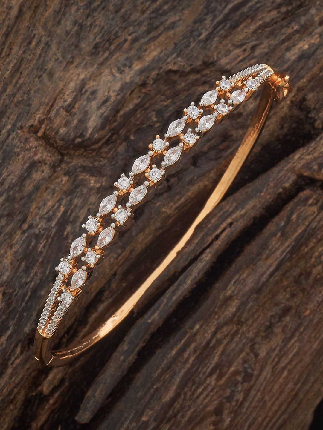 

Kushal's Fashion Jewellery Ruby Gold-Plated Ethnic Antique Bangles