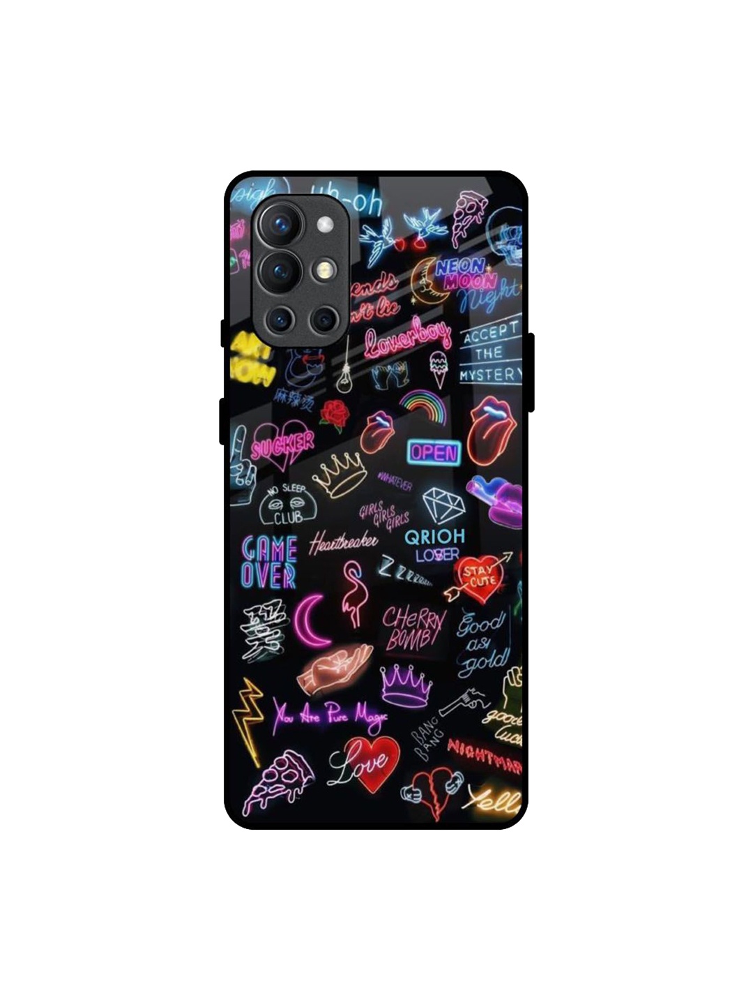 

QRIOH Typography Printed OnePlus 9R Back Case Mobile Accessories, Black