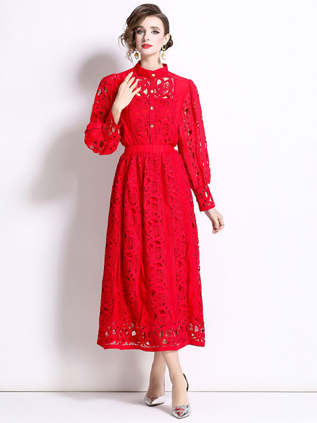 

JC Collection Fit & Flare Dress, Red