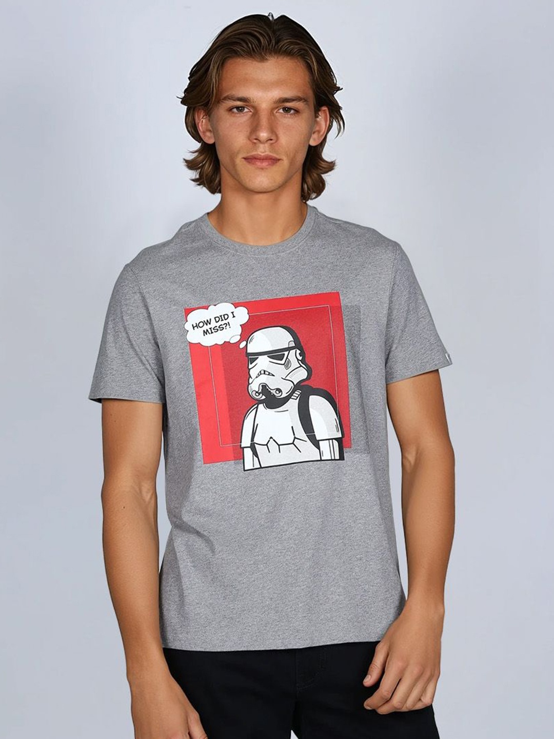 

Lee X Stormtrooper Graphic Print Grey Crew Neck Regular Fit Tshirt