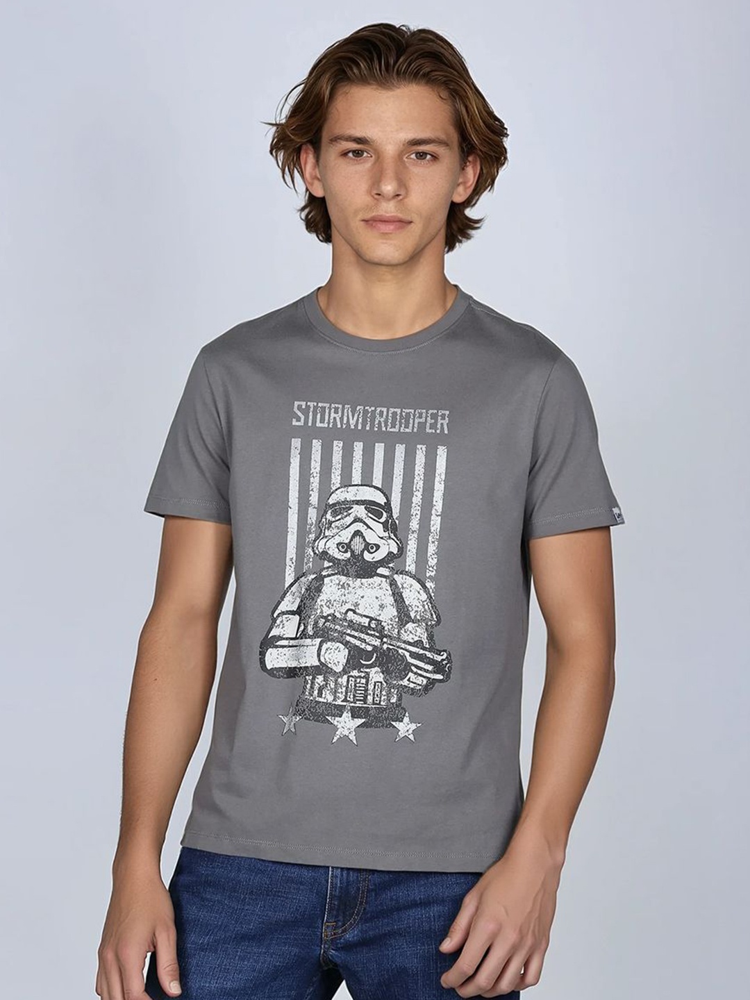 

Lee X Stormtrooper Graphic Print Grey Crew Neck Regular Fit Tshirt