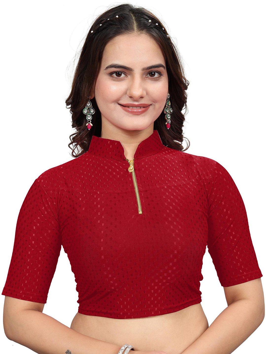 

SS Sanket Synthetics Embroidered Cotton Saree Blouse, Maroon