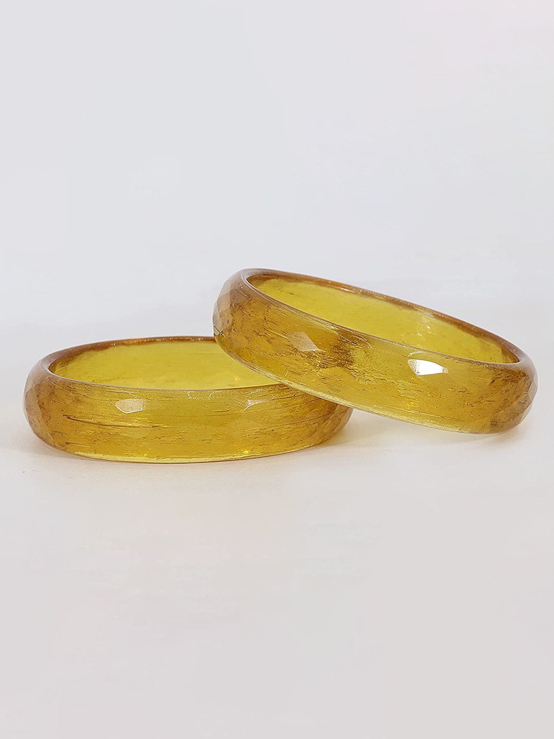 

ZULKA Set Of 2 Diamond Engraved Pattern Glossy Finished Bangles, Gold