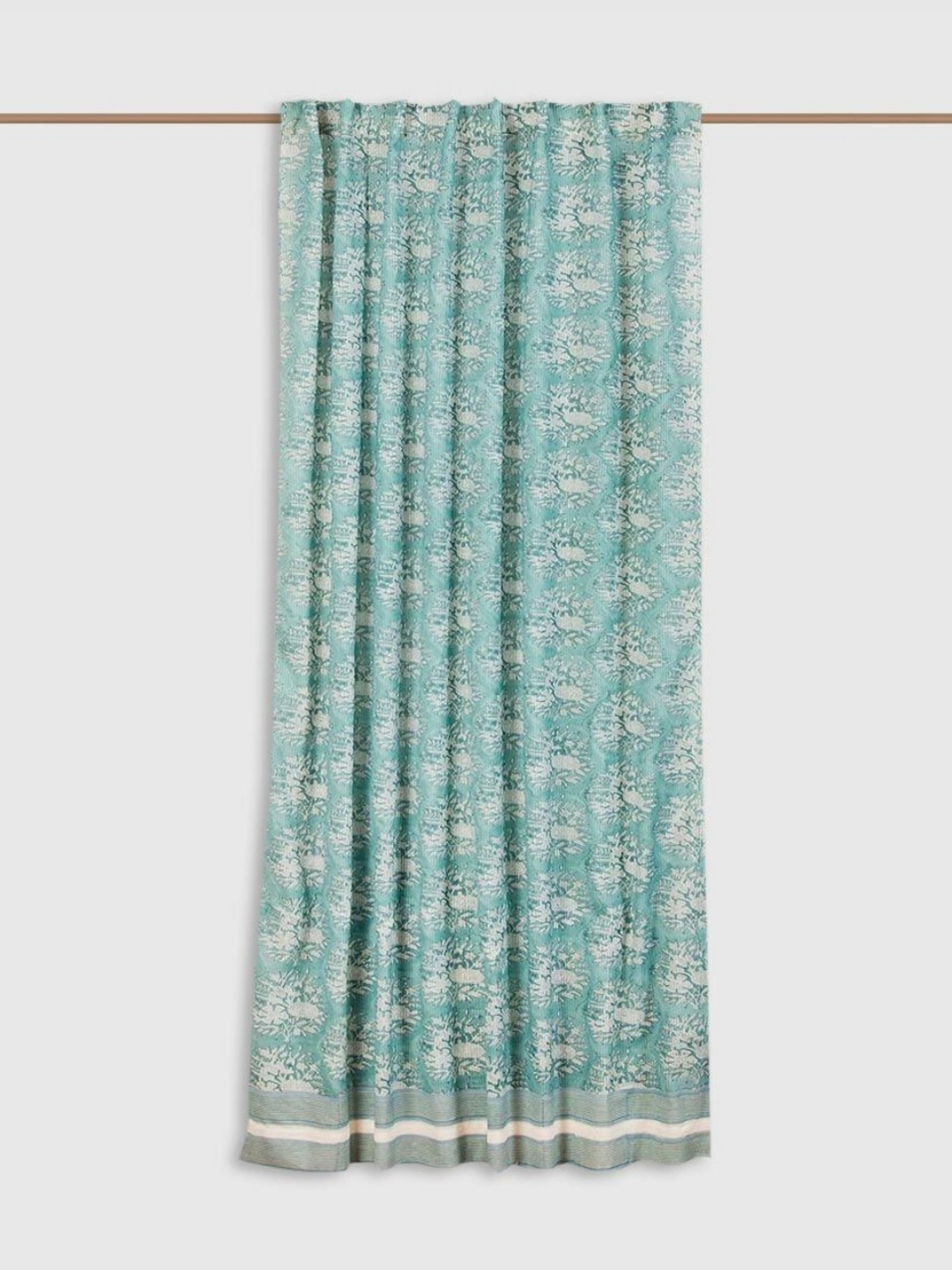 

Fabindia Teal & Off White Floral Printed Cotton Window Curtain