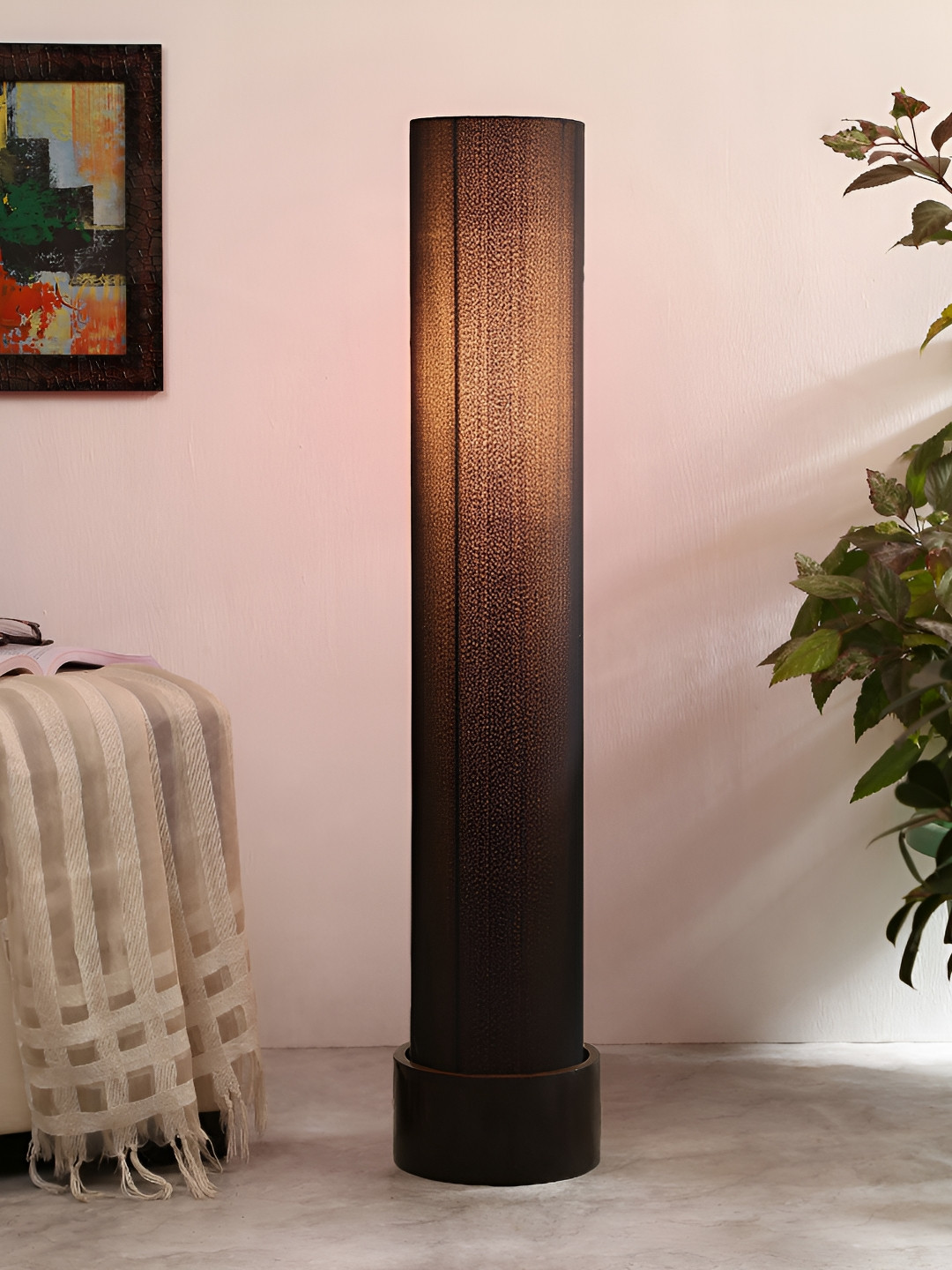 

Devansh Black & Brown Cylinder Shaped Wooden Floor Lamp