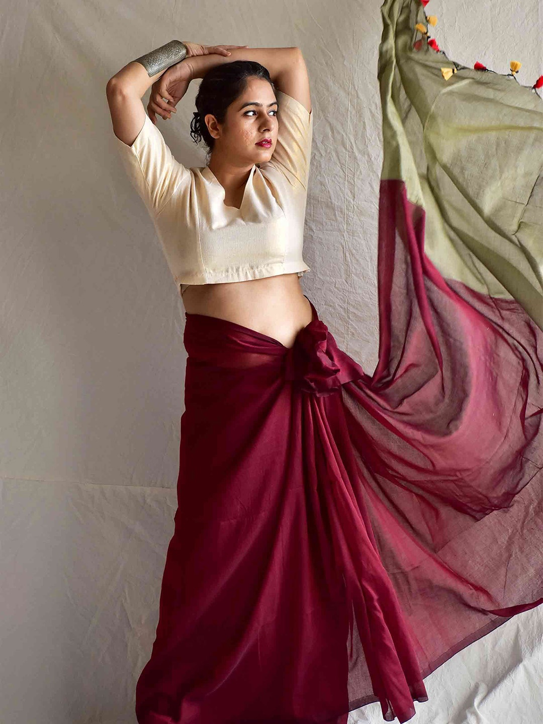 

Sundarii Pure Cotton Saree, Maroon