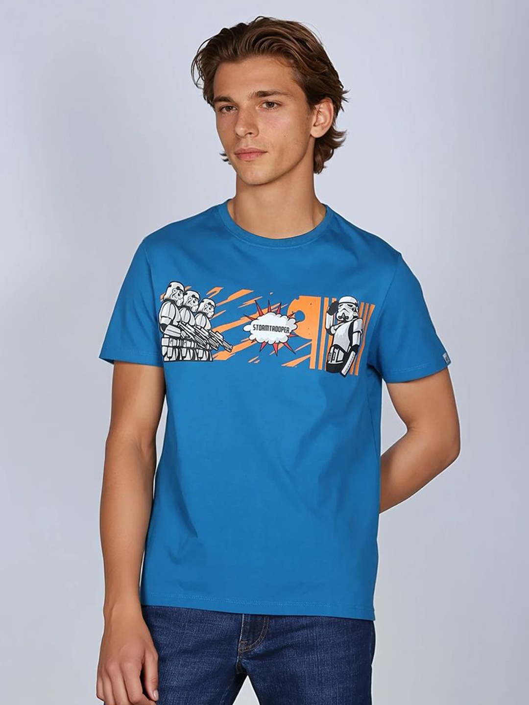

Lee X Stormtrooper Graphic Print Blue Crew Neck Regular Fit Tshirt