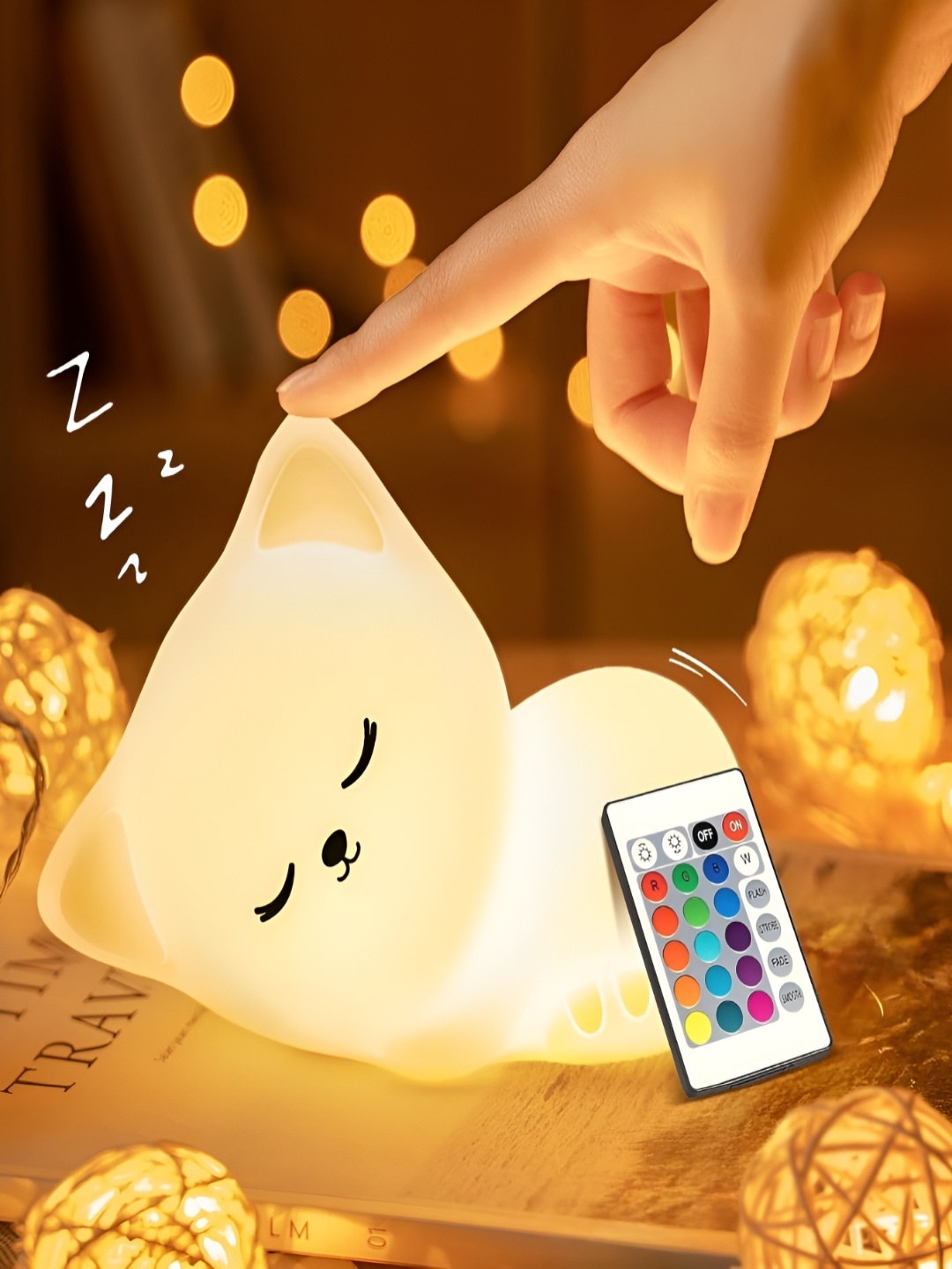 

DWIZA ENTERPRISE White Kitty Cat Shaped 16 Color Changing Light Night Lamp With Remote