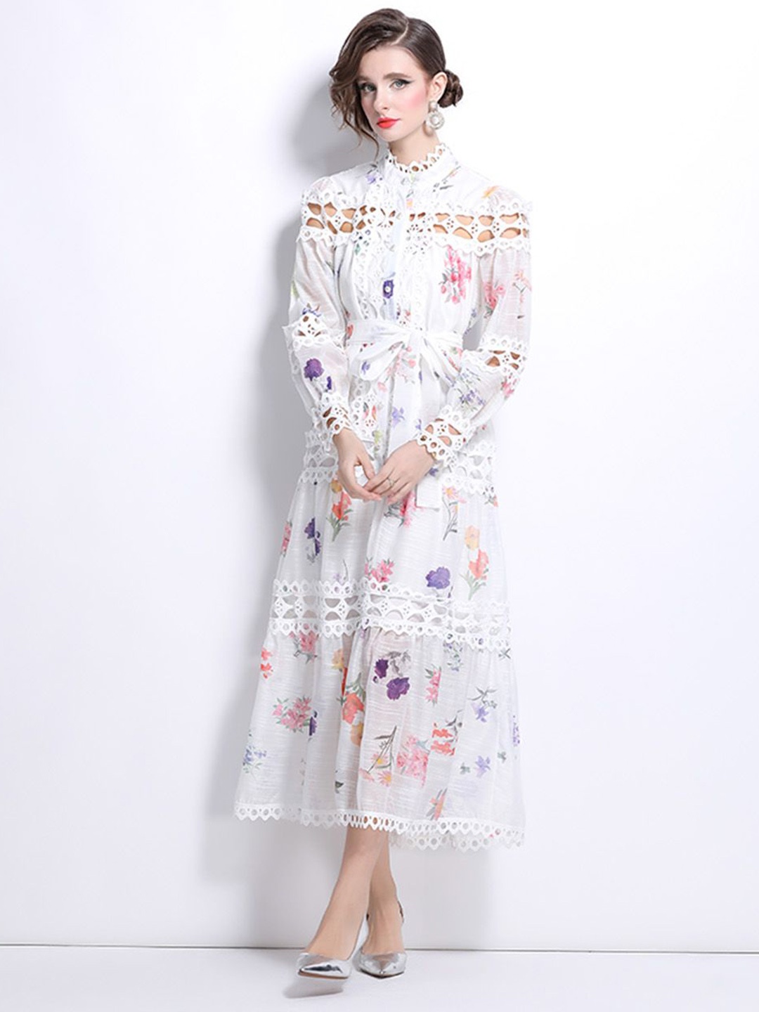 

JC Collection Floral Print Fit & Flare Midi Dress, White