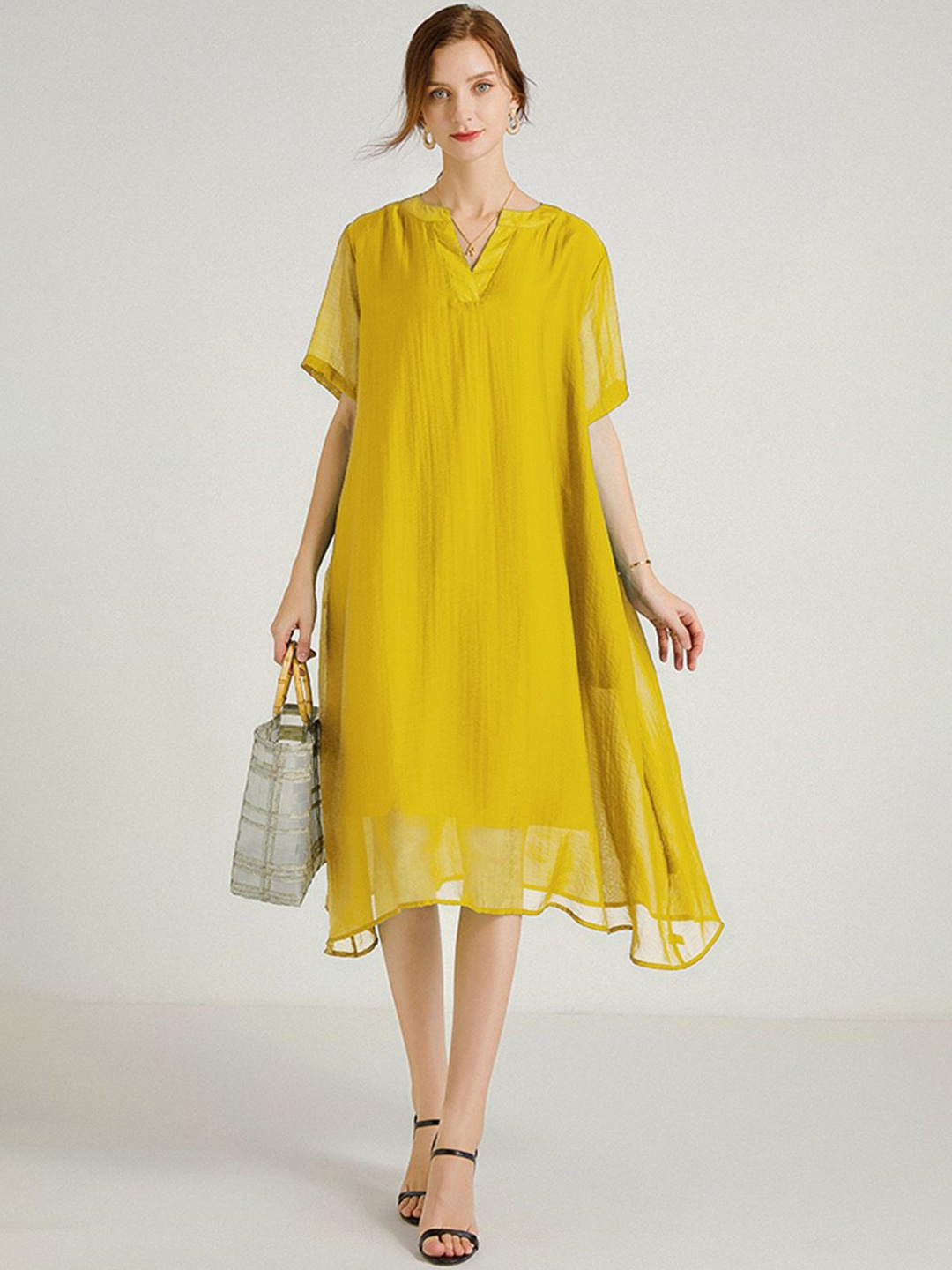 

JC Collection A-Line Midi Dress, Yellow