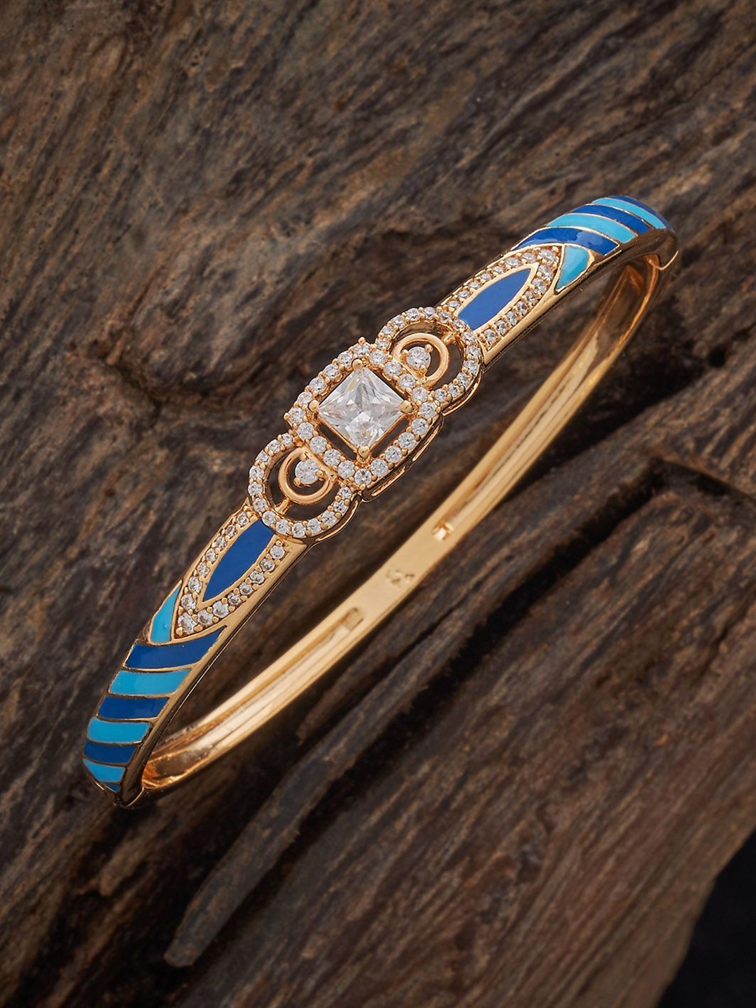 

Kushal's Fashion Jewellery White Gold-Plated Party Zircon Kada