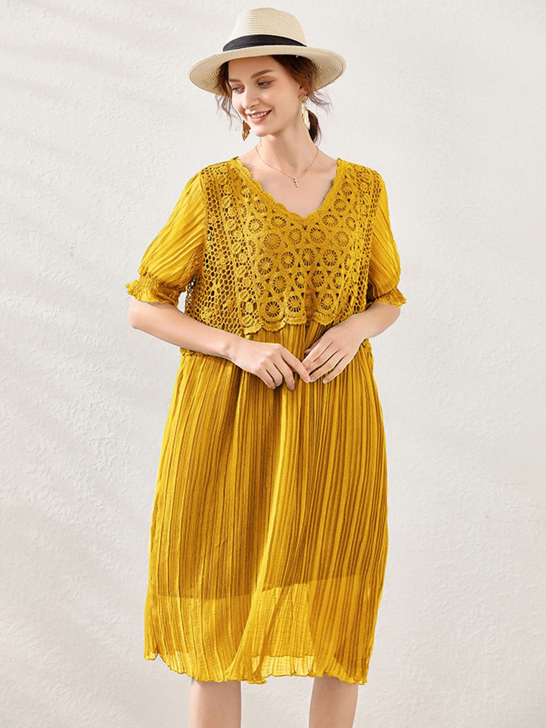 

JC Collection Embellished A-Line Dress, Yellow