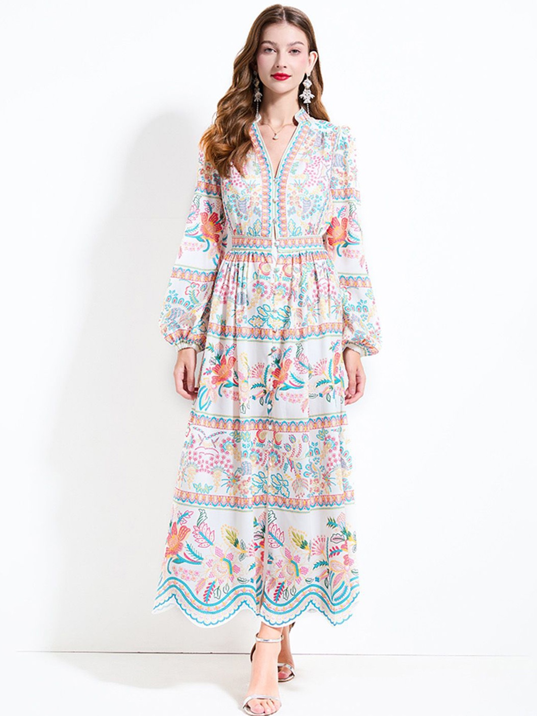 

JC Collection Floral Print Maxi Dress, White