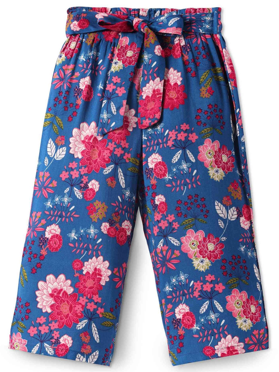 

CrayonFlakes Girls Floral Printed Palazzos, Blue