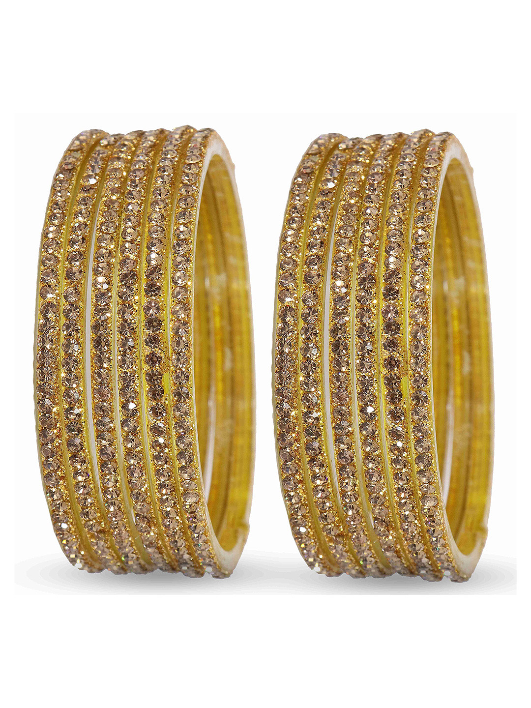 

ZULKA Set Of 12 Stone-Studded Bangles, Gold