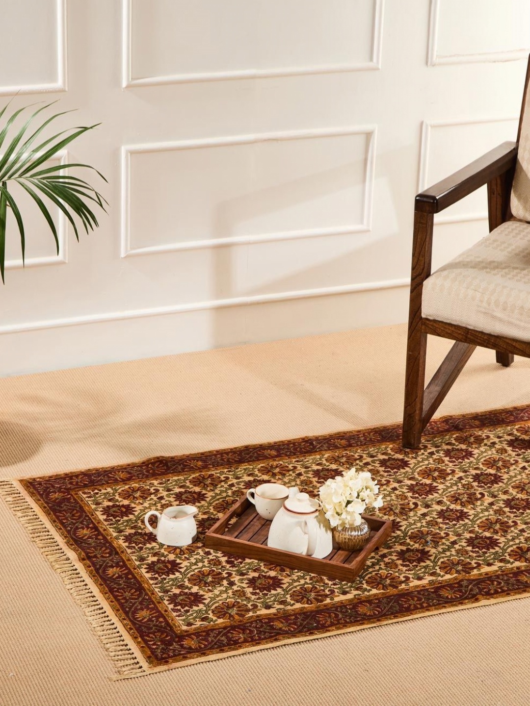 

Fabindia Brown & Green Floral Printed Cotton Floor Mat